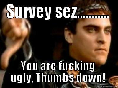 SURVEY SEZ........... YOU ARE FUCKING UGLY, THUMBS DOWN! Downvoting Roman