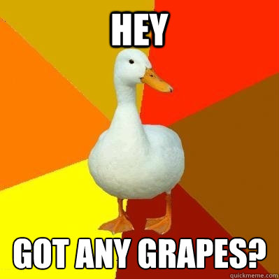 hey got any grapes?  Tech Impaired Duck