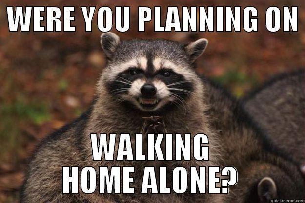  WERE YOU PLANNING ON  WALKING HOME ALONE? Evil Plotting Raccoon