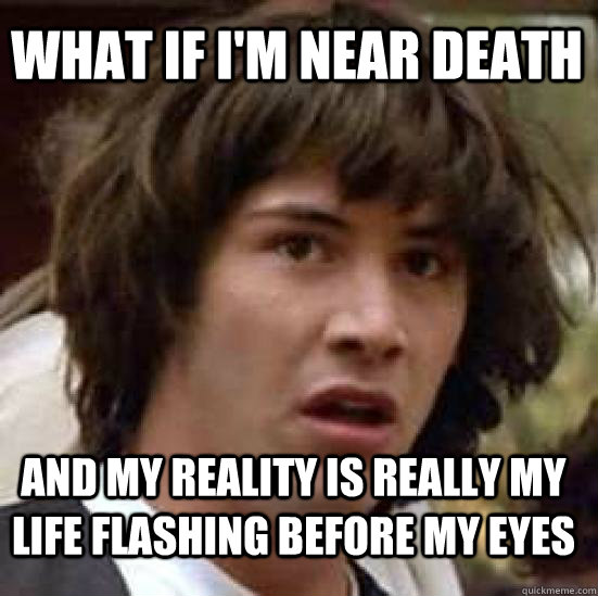 What if I'm near death And my reality is really my life flashing before my eyes  conspiracy keanu