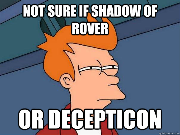 Not sure if shadow of rover Or decepticon  Futurama Fry