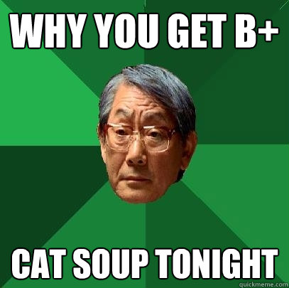 Why you get B+ cat soup tonight - Why you get B+ cat soup tonight  High Expectations Asian Father