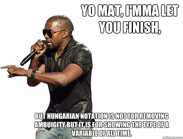 Yo Mat, I'mma let you finish, But hungarian notation is not for removing ambuigity but it is for showing the type of a variable of all time.  