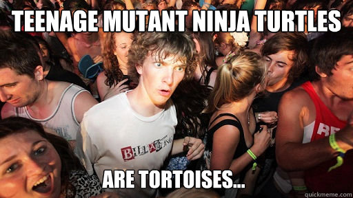 Teenage Mutant Ninja Turtles Are tortoises...  Sudden Clarity Clarence