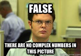 FALSE there are no complex numbers in this picture  Dwight False