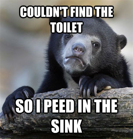 COULDN'T FIND THE TOILET SO I PEED IN THE SINK - COULDN'T FIND THE TOILET SO I PEED IN THE SINK  Confession Bear