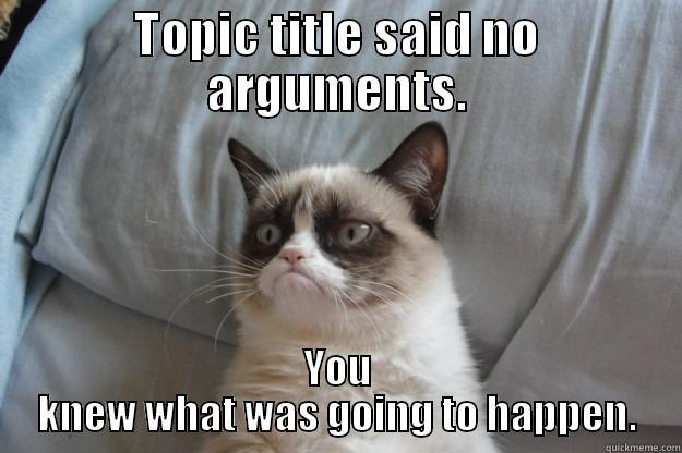 grumpy cat on topic rerailing - TOPIC TITLE SAID NO ARGUMENTS. YOU KNEW WHAT WAS GOING TO HAPPEN. Grumpy Cat