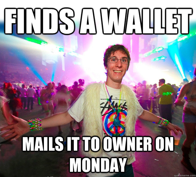 finds a wallet mails it to owner on monday  Good Guy Raver