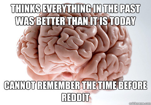 thinks everything in the past was better than it is today cannot remember the time before reddit   Scumbag Brain