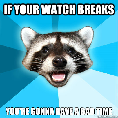 IF YOUR WATCH BREAKS YOU'RE GONNA HAVE A BAD TIME - IF YOUR WATCH BREAKS YOU'RE GONNA HAVE A BAD TIME  Lame Pun Coon