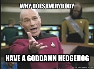 why does everybody have a goddamn hedgehog  Annoyed Picard