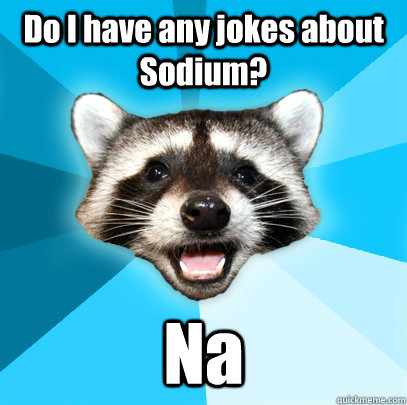 Do I have any jokes about Sodium? Na  Lame Pun Coon