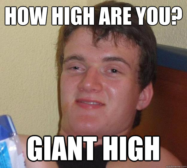 how high are you? Giant High  10 Guy