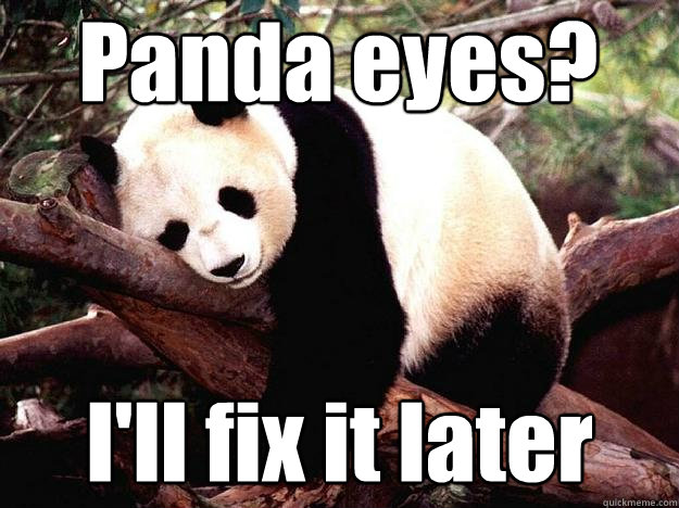 Panda eyes? I'll fix it later  Procrastination Panda