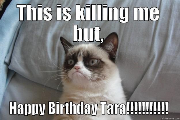 THIS IS KILLING ME BUT, HAPPY BIRTHDAY TARA!!!!!!!!!!! Grumpy Cat