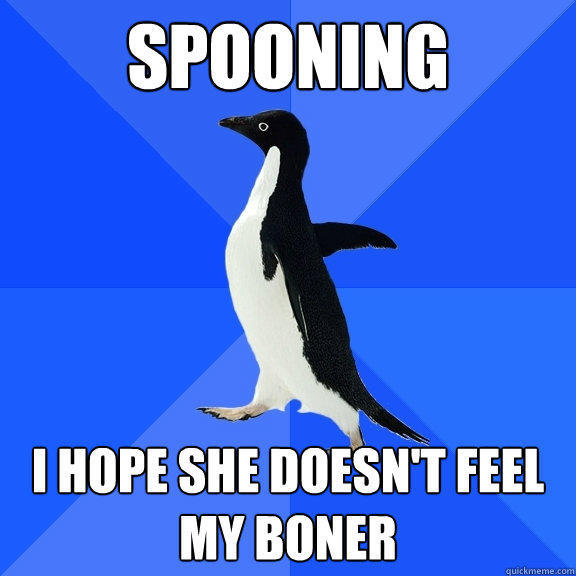 Spooning i hope she doesn't feel my boner - Spooning i hope she doesn't feel my boner  Socially Awkward Penguin