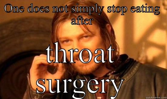 ONE DOES NOT SIMPLY STOP EATING AFTER THROAT SURGERY Boromir