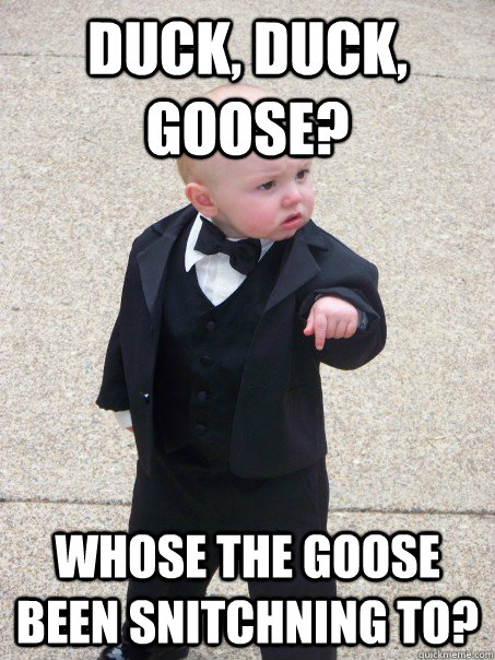 duck, duck, goose? whose the goose been snitchning to?  Baby Godfather