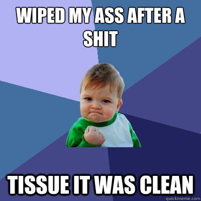 Wiped my ass after a shit tissue it was clean  Success Kid