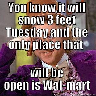 Snow day - YOU KNOW,IT WILL SNOW 3 FEET TUESDAY AND THE ONLY PLACE THAT  WILL BE OPEN IS WAL-MART Creepy Wonka