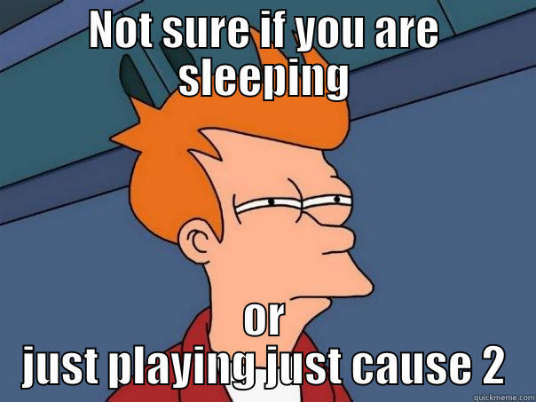 NOT SURE IF YOU ARE SLEEPING OR JUST PLAYING JUST CAUSE 2 Futurama Fry